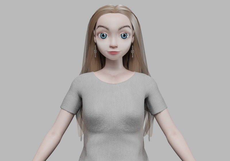 Pretty cartoon girl V33500 3D Модель .c4d .max .obj .3ds .fbx .stl .blend 