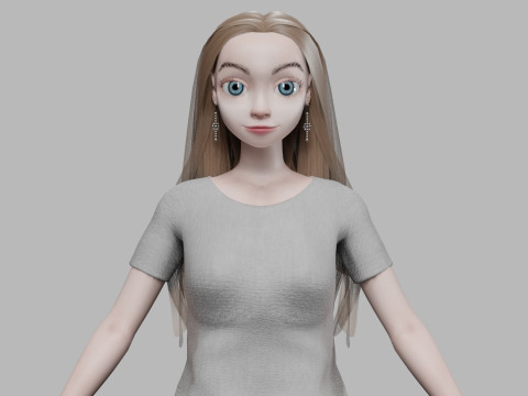 Pretty cartoon girl V33500 3D Model