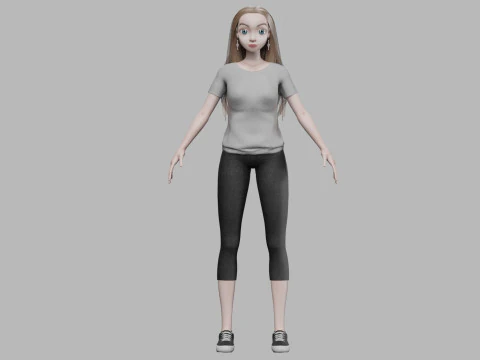 Pretty cartoon girl V33500 3D Model