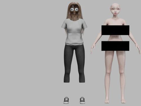 Pretty cartoon girl V33500 3D Model