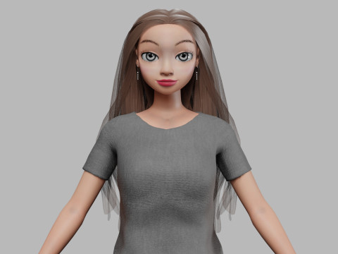 Pretty classic girl V29808 3D 模型