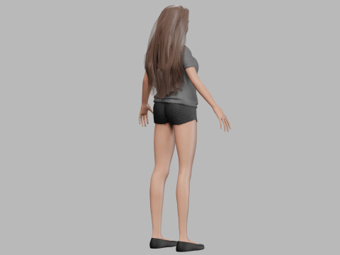 Pretty classic girl V29808 3D 模型