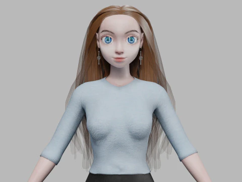 꽤 귀여운 소녀 V32255 3D 모델