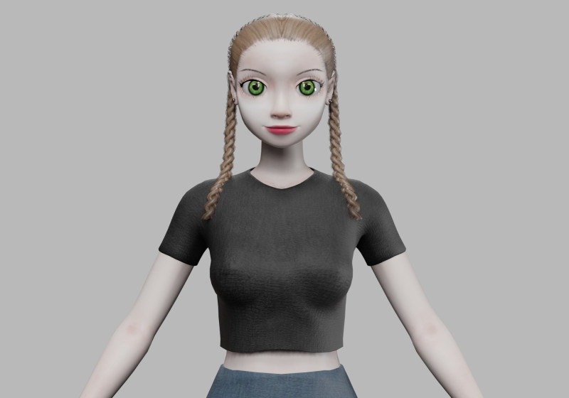 Standard cartoon girl V28114 3D Model .c4d .max .obj .3ds .fbx .stl .blend 