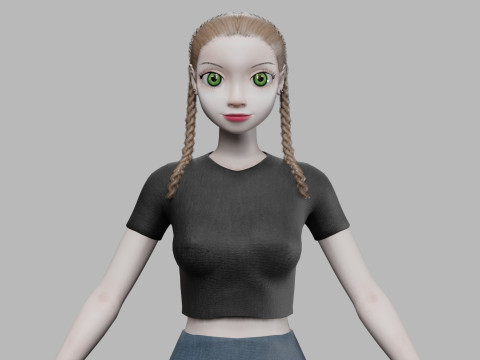 Standard cartoon girl V28114 3D Model