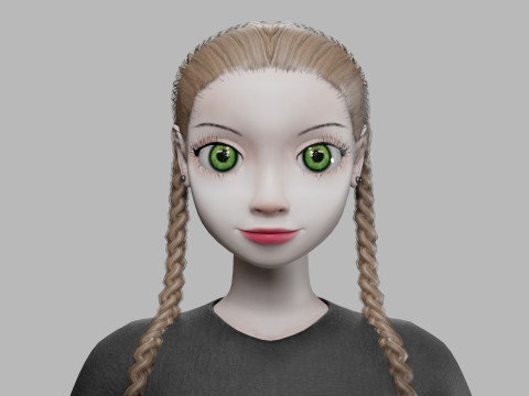 Standard cartoon girl V28114 3D Model