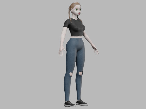 Standard cartoon girl V28114 3D Model
