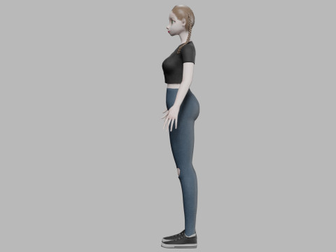 Standard cartoon girl V28114 3D Model