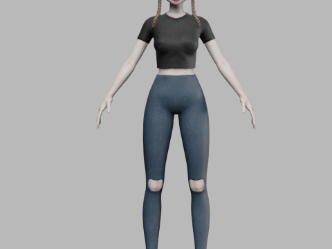 Standard cartoon girl V28114 3D Model
