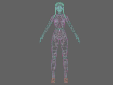 Standard cartoon girl V28114 3D Model