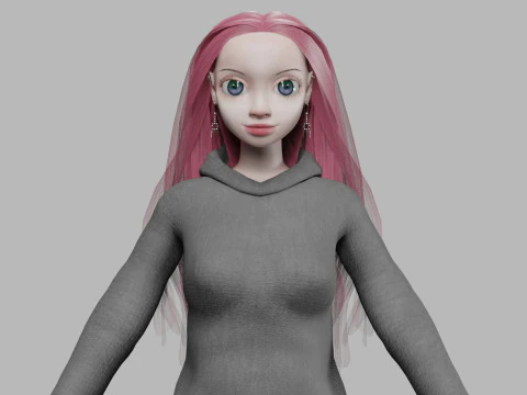 甘い漫画の女の子 V35608 3Dモデル