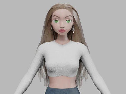 Teenager-Cartoon-M&auml;dchen V33882 3D Modell