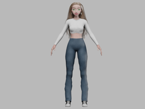 Teen cartoon girl V33882 3D मॉडल