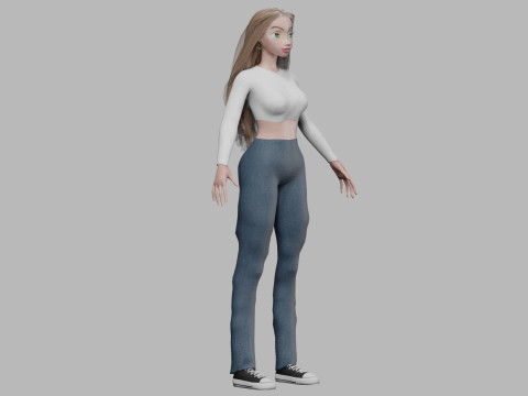 Teen cartoon girl V33882 3D मॉडल