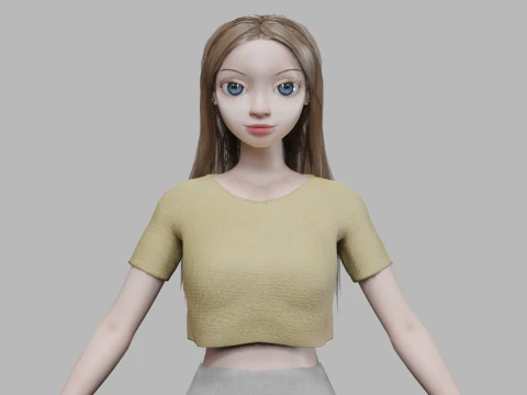 젊은 기본 소녀 V30089 3D 모델