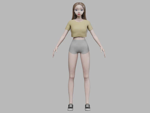 Young basic girl V30089 3D Model