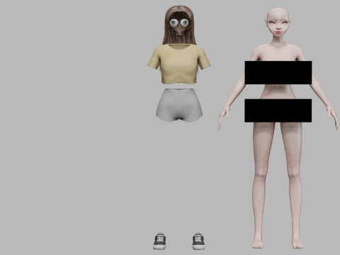 Young basic girl V30089 3D Model