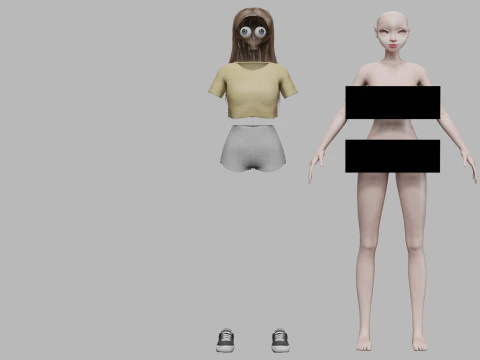 Young basic girl V30089 3D Model