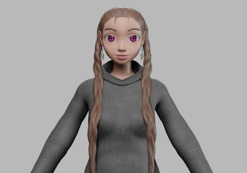 Young cartoon girl V31021 3D-Modell .c4d .max .obj .3ds .fbx .stl .blend 