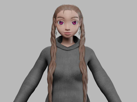 Young cartoon girl V31021 3D Model
