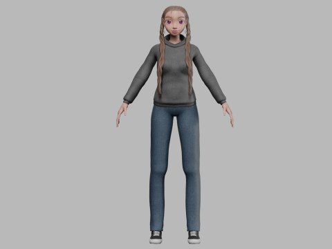 Young cartoon girl V31021 3D-Modell
