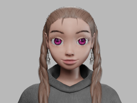 Young cartoon girl V31021 3D-Modell