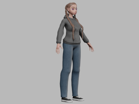 Young cartoon girl V31021 3D-Modell
