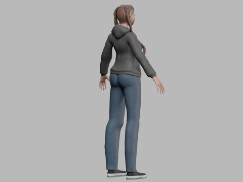 Young cartoon girl V31021 3D-Modell