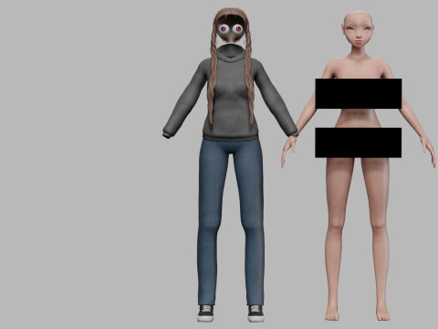 Young cartoon girl V31021 3D-Modell