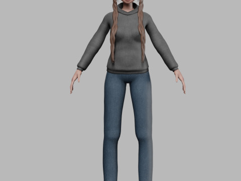 Young cartoon girl V31021 3D-Modell