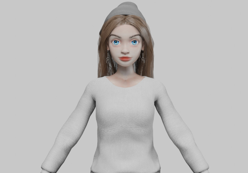 Basic cartoon girl V35052 3D 模型 .c4d .max .obj .3ds .fbx .stl .blend