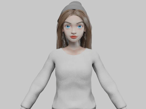 Базовая мультяшная девочка V35052 3D Модель