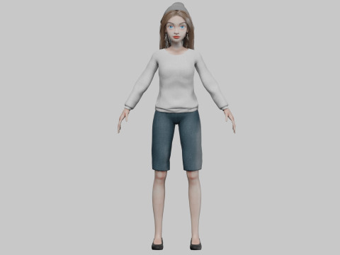 Basic cartoon girl V35052 3D 模型