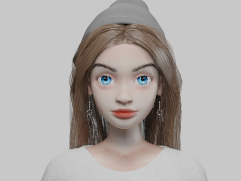 Basic cartoon girl V35052 3D 模型
