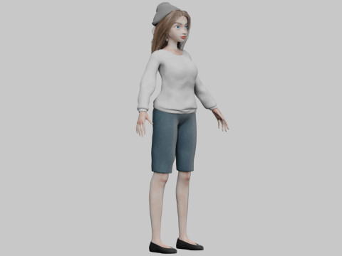 Basic cartoon girl V35052 3D 模型