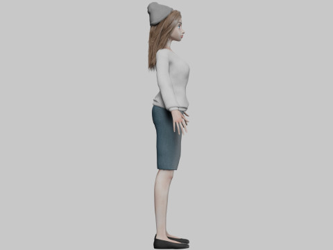 Basic cartoon girl V35052 3D 模型