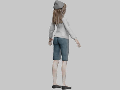 Basic cartoon girl V35052 3D 模型