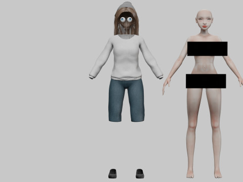 Basic cartoon girl V35052 3D 模型