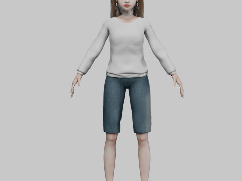 Basic cartoon girl V35052 3D 模型