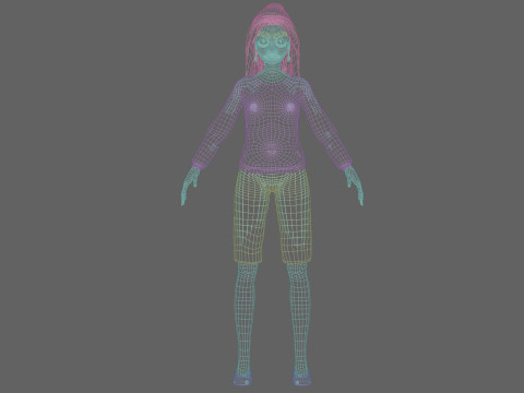 Basic cartoon girl V35052 3D 模型