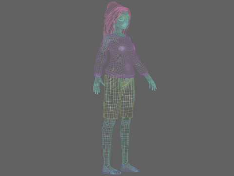 Basic cartoon girl V35052 3D 模型
