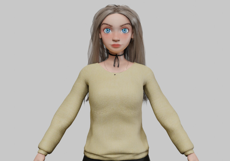 Beautiful cartoon girl V30709 3D 모델 .c4d .max .obj .3ds .fbx .stl .blend 