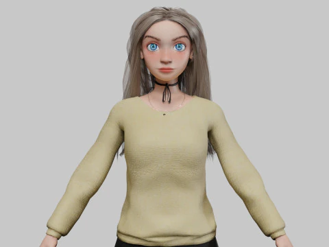 G&uuml;zel &ccedil;izgi film kız V30709 3D Model
