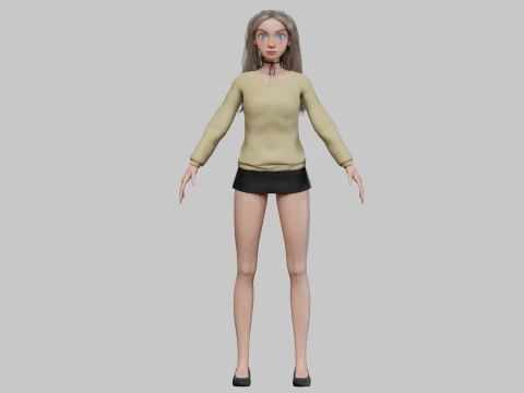 Beautiful cartoon girl V30709 3D Model