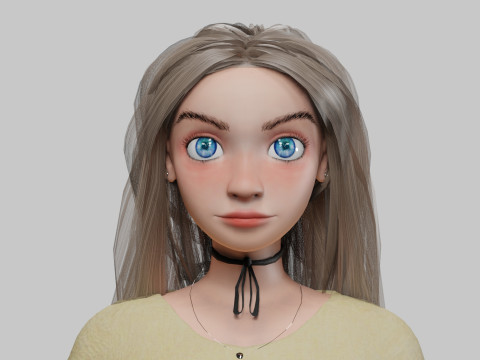 Beautiful cartoon girl V30709 3D 모델