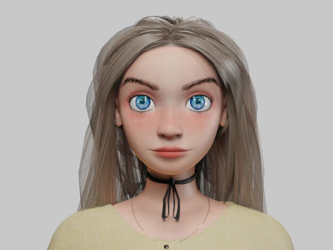Beautiful cartoon girl V30709 3D Model