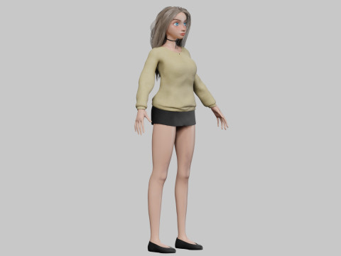 Beautiful cartoon girl V30709 3D 모델