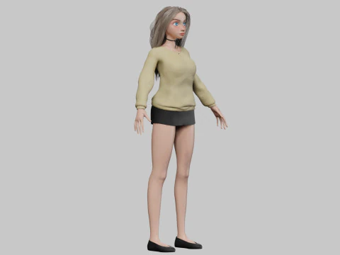Beautiful cartoon girl V30709 3D Model