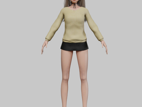 Beautiful cartoon girl V30709 3D 모델