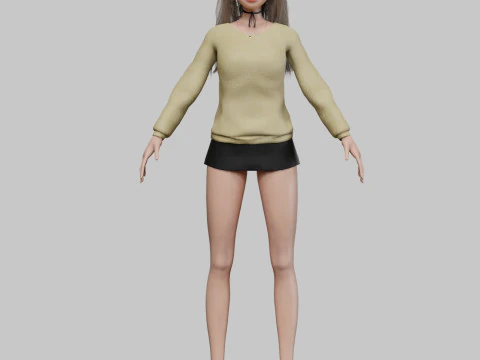 Beautiful cartoon girl V30709 3D Model